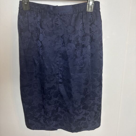 Adrianna Papell Womens Petite 4 Pencil Skirt Blue Silk Floral Zip Lined Feminine - Picture 4 of 10